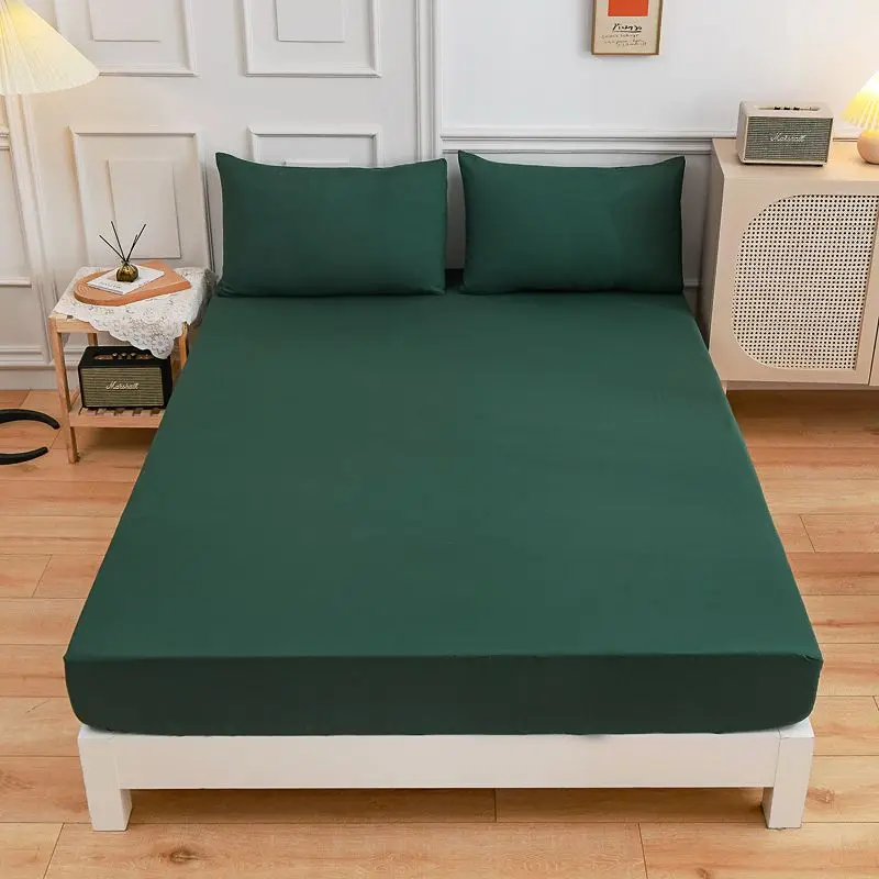 Black Fitted Sheet Home Bed Linen 90x200 Bed Cover with Elastic Band tampa de colchão Double Bedsheet(Pillowcase Need Order) 5