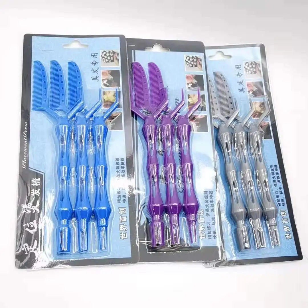 3 Sizes/Set New Arrival Resin Positioning Perm Comb For Barber Shop Professional Women Girls Hairdressing DIY Hair Curling Tool 6