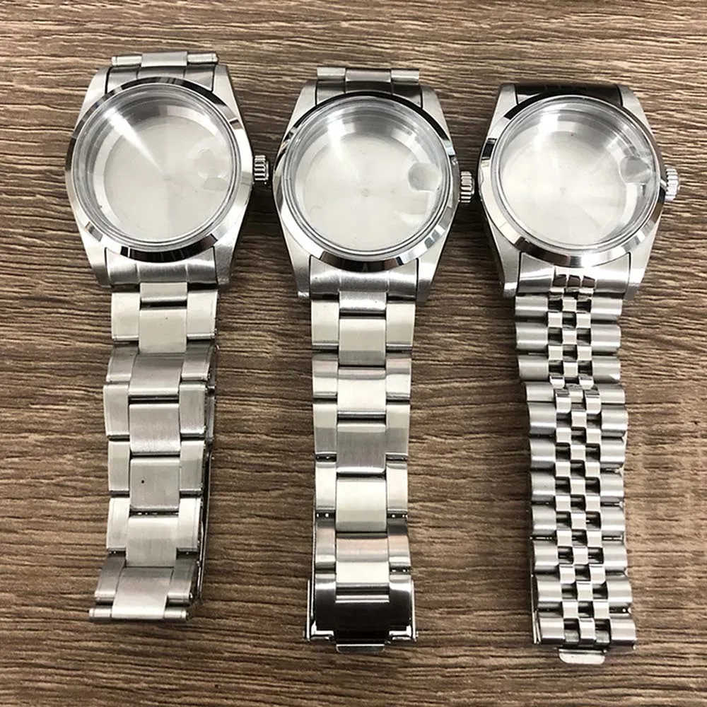 NH35 Case 36mm Retro  Stainless Steel Watch Case Acrylic Mirror Watch Case Strap Set for NH35/NH36/4R Movement