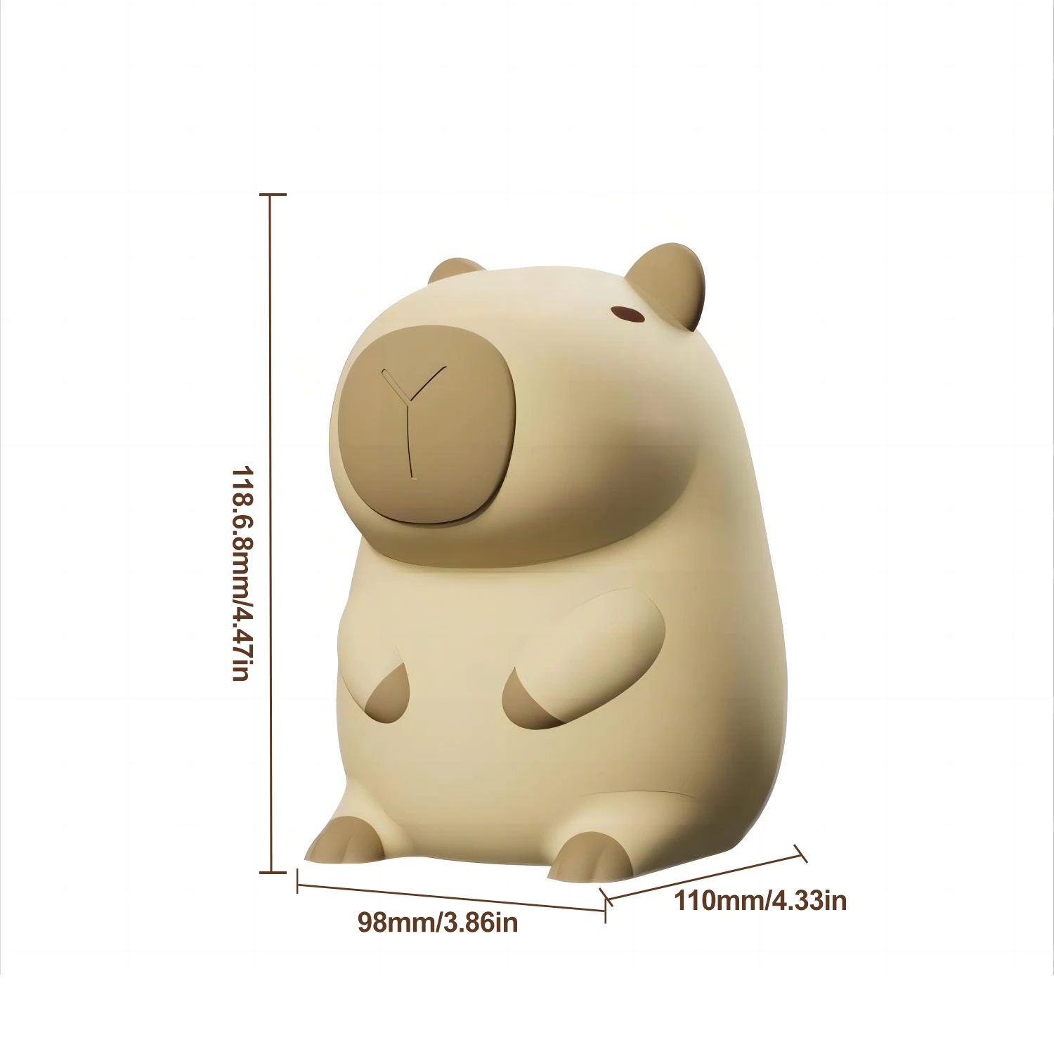 Cute Cartoon Capybara Silicone Night Light USB Rechargeable Timing Dimming Sleep Night Lamp for Children's Room Decor_voghion.com