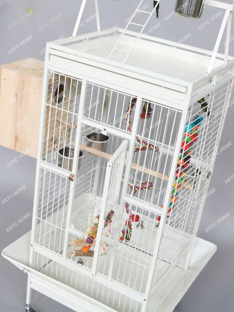 

Luxury Large Parrot Cage Extra Large Metal Villa Bird Cage Breeding Cage Complete Collection of Gray