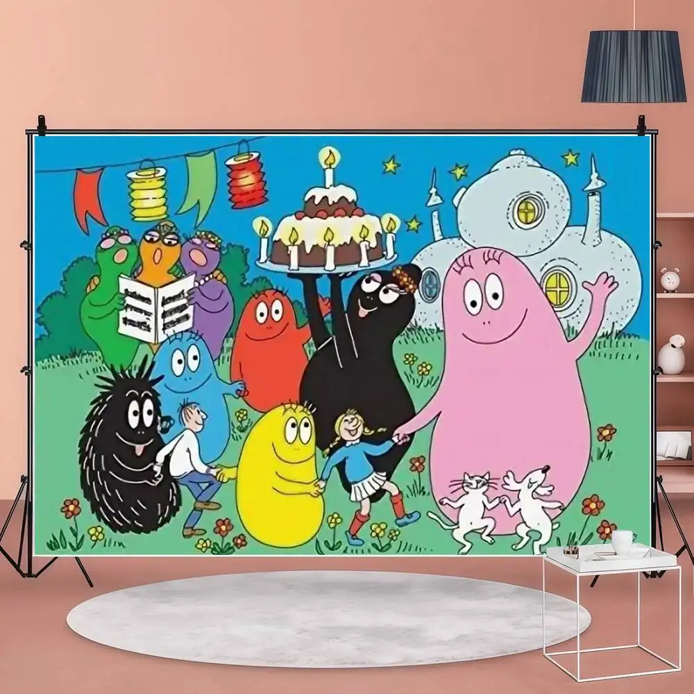 Barbapapa Cartoon Birthday Party Photo Backdrop