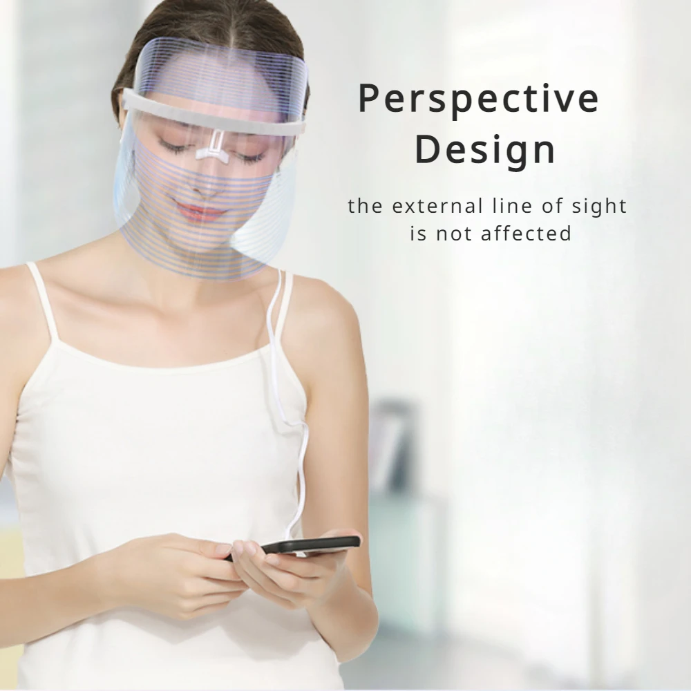 LED Facial Mask LED Light Therapy Face Beauty Facial Devices Red Light Therapy Skin Care Led Transparent Mask Home Use Beauty Devices 3 Colours