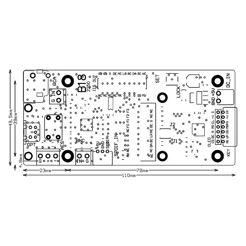 Placa Receptora de Fibra Óptica Coaxial com Display Oled Dlhifi B18 Ak4118 Iso Suporta Xmos Amanero - Image 3