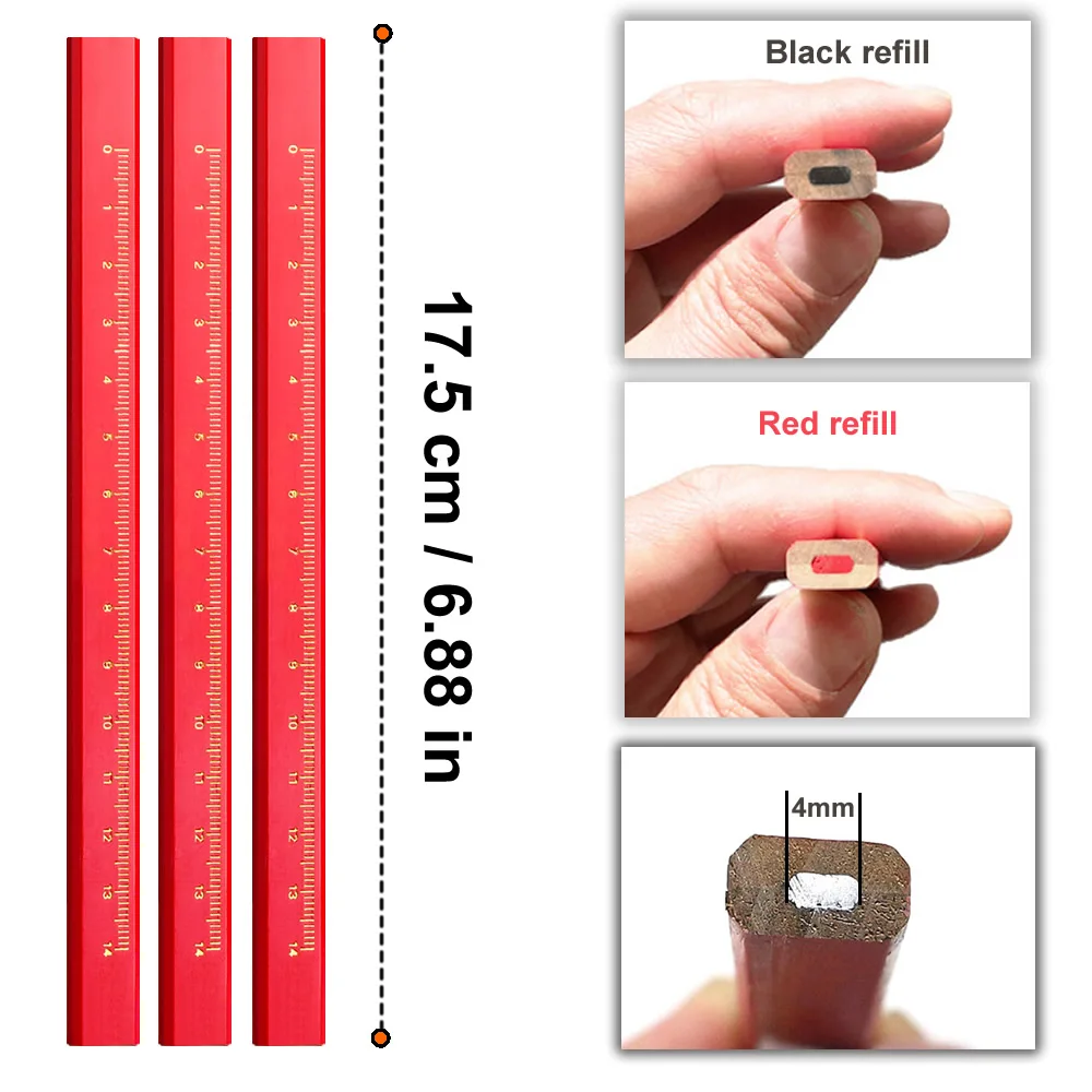 1/5/10pcs carpenter's pencil thick core black pen special marking pen DIY with scale carpenter's tool pen stationery marking pen 2