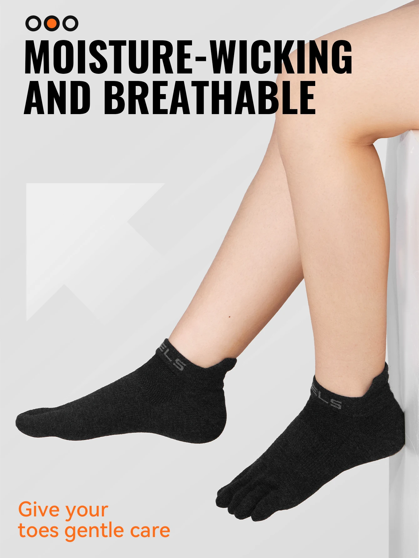 WRELS 1/2/3 Paar Knöchel-Laufsocken aus Merinowolle, Wandersocken, Sommer-Feuchtigkeitsableitende, gepolsterte, atmungsaktive Fünf-Zehen-Socken, unsichtbare Socken – Detail 10