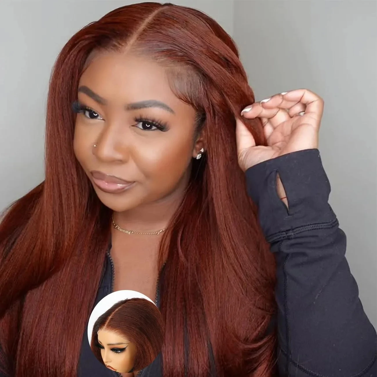 Rosslyn Kinky Straight Brown Human Hair Wig Chocolate Brown 13x6 Baby Hair Pre Plucked Bleached Knoted Brazilian Wigs Original 2