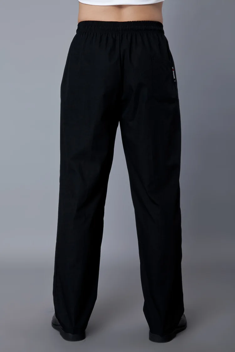 New Chef Uniform Restaurant Pants Kitchen Trouser Chef Pants Black Elastic Waist Bottoms Food Service Mens Work Wear