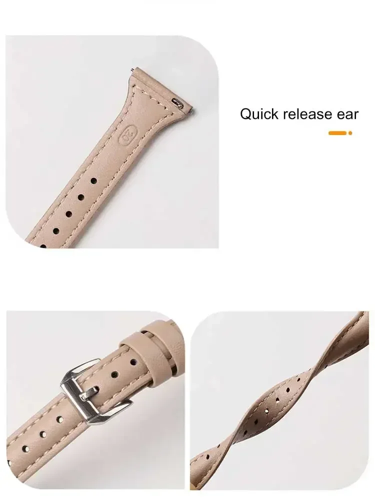 Slim Leather Strap - Elegant Replacement Bracelet Band, 20/22mm