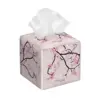 Custom Pink Floral Cherry Blossom Tissue Box Cover PU Leather Square Japanese Sakura Flower Facial Tissues Holder for Home 1