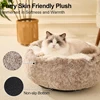 Cat Bed Round Plush Fluffy Hooded Cat Bed Cave, Cozy for Indoor Cats or Small Dog beds, Soothing Pet Beds Doughnut 2
