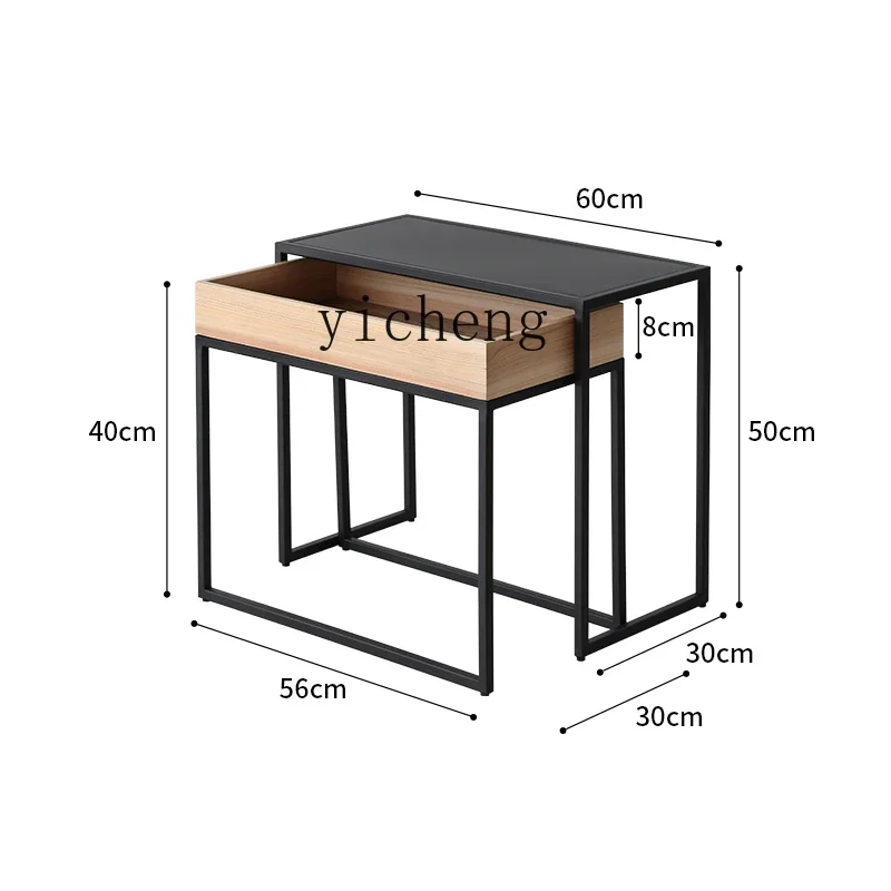 

ZC Simple Small Apartment Sofa Iron Side Table Modern Home Creative Storage Drawer Coffee Table Side Table