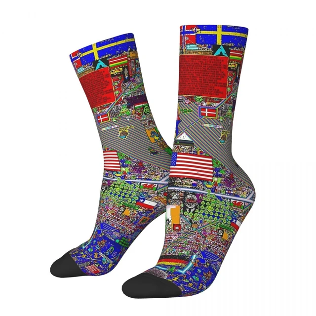 Funny Happy Men's Socks 12K Resolution 36 Hours Vintage Harajuku Reddit R  Place Pixel Art Street Style Pattern Crew Crazy Sock - AliExpress