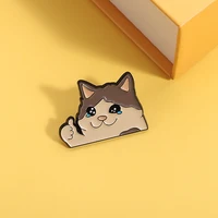 Thumb Up Crying Cat Enamel Pin Kawaii Humorous Animal Brooch Lapel Backpack Badge Funny Jewelry Gifts For Cat Lovers Friends 5