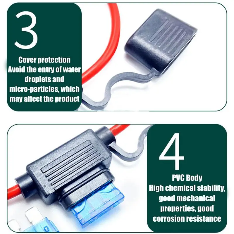 Inline Fuse Holder 5X Vehicle Fuse Holders Heavy Duty Wire Holder With Cover For Automotive Marine 11.8 Inches Long