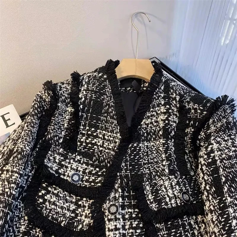 Checkered Small Fragrant Coat Women's Spring Autumn 2023 New Loose and Advanced Design Sense Small Retro Baseball Top Commuter