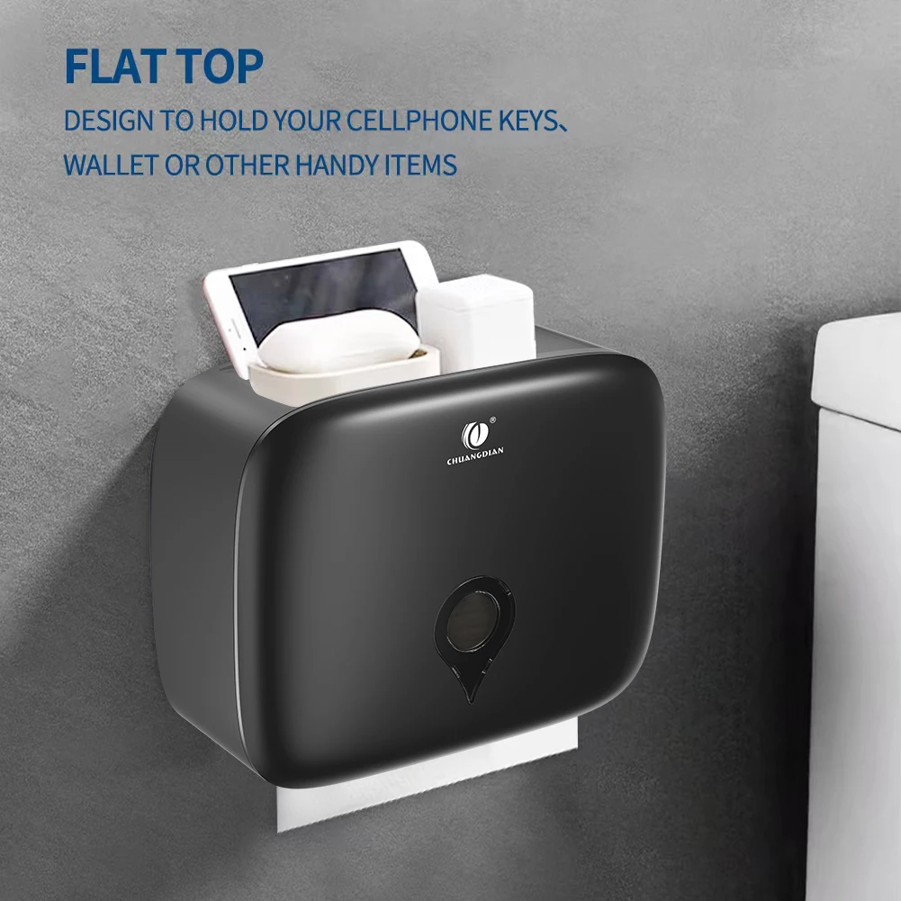 Toilet Paper Holder Tissue Dispenser Bathroom Tissue Dispenser Toilet paper towel dispenser Towel Rack Tissue Dispenser ABS Waterproof Wall Mounted Punch Free