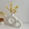 Circle Vase Flower Donut Shape Vase Living Room Decoration Nordic Style Plastic Vase Creativity Desktop Home Decoration Supply 5