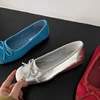 CNMR 2025 Elegant Bow Knot Ballerina Woman Flat Round Toe Comfortable Comfortable Ladies Leather Loafers Single Shoes 6