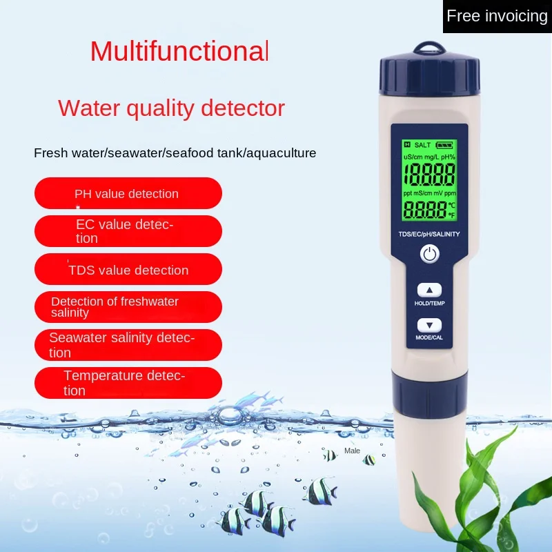 

Высокоточный электронный измеритель засоленности, измерительный прибор засоленности для морской аквакультуры, ручка для определения pH и щелочности
