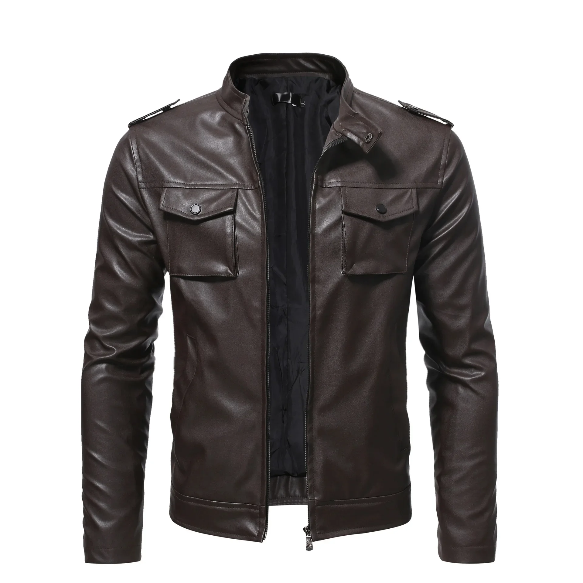 Fashionable Men's Biker Leather Jacket Autumn Winter New Arrival Casual European Size Comfortable Soft Real Leather Coat - 2