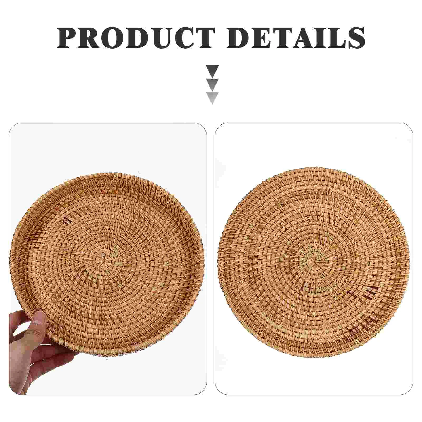 Wicker Bread Basket Foods Serving Plate Rattan Storage Table Decor Coffee Tray Light Brown 4