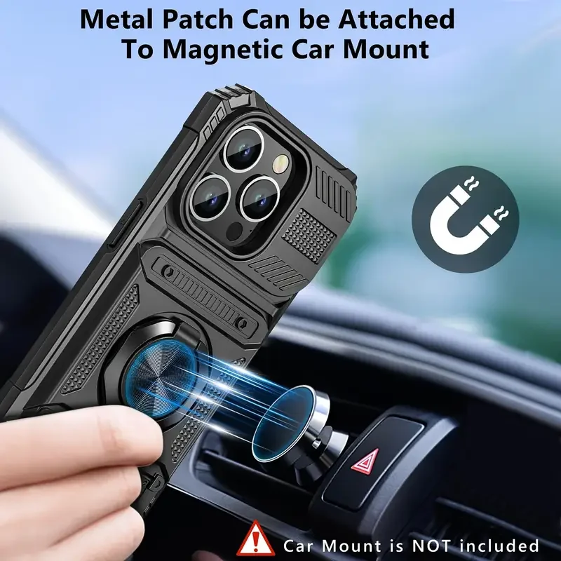 Heavy Duty Magnetic Ring Case with Hidden Card Slots and Full Coverage Protection