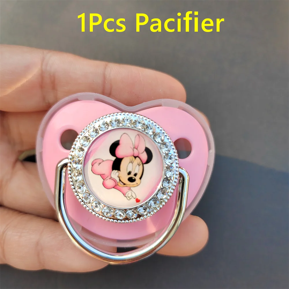 1 шт. Детские Серебристые розовые стразы Bling Minnie Mouse милые соски для маленьких девочек не содержат бисфенола А подарок на день рождения