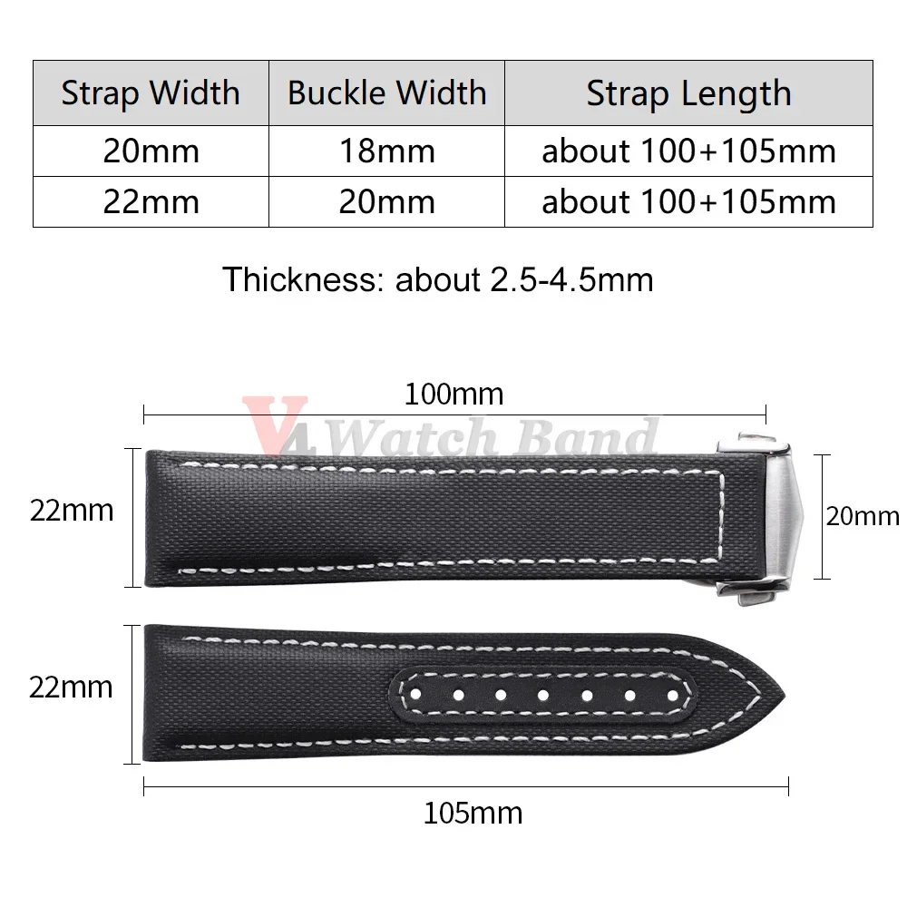 รูปสินค้า สายนาฬิกาผ้าใบกันน้ำ 20-22 มม. สำหรับผู้ชาย สไตล์สปอร์ต
