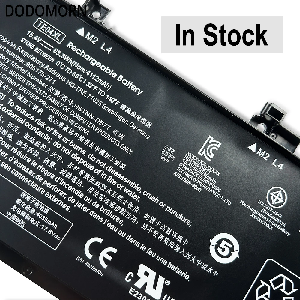 DODOMORN TE04XL Laptop Battery For HP OMEN 15-AX200 15-AX218TX 15-AX210TX 15-AX235NF 15-AX202N 15-BC200 HSTNN-DB7T 905277-855 for laptop battery
