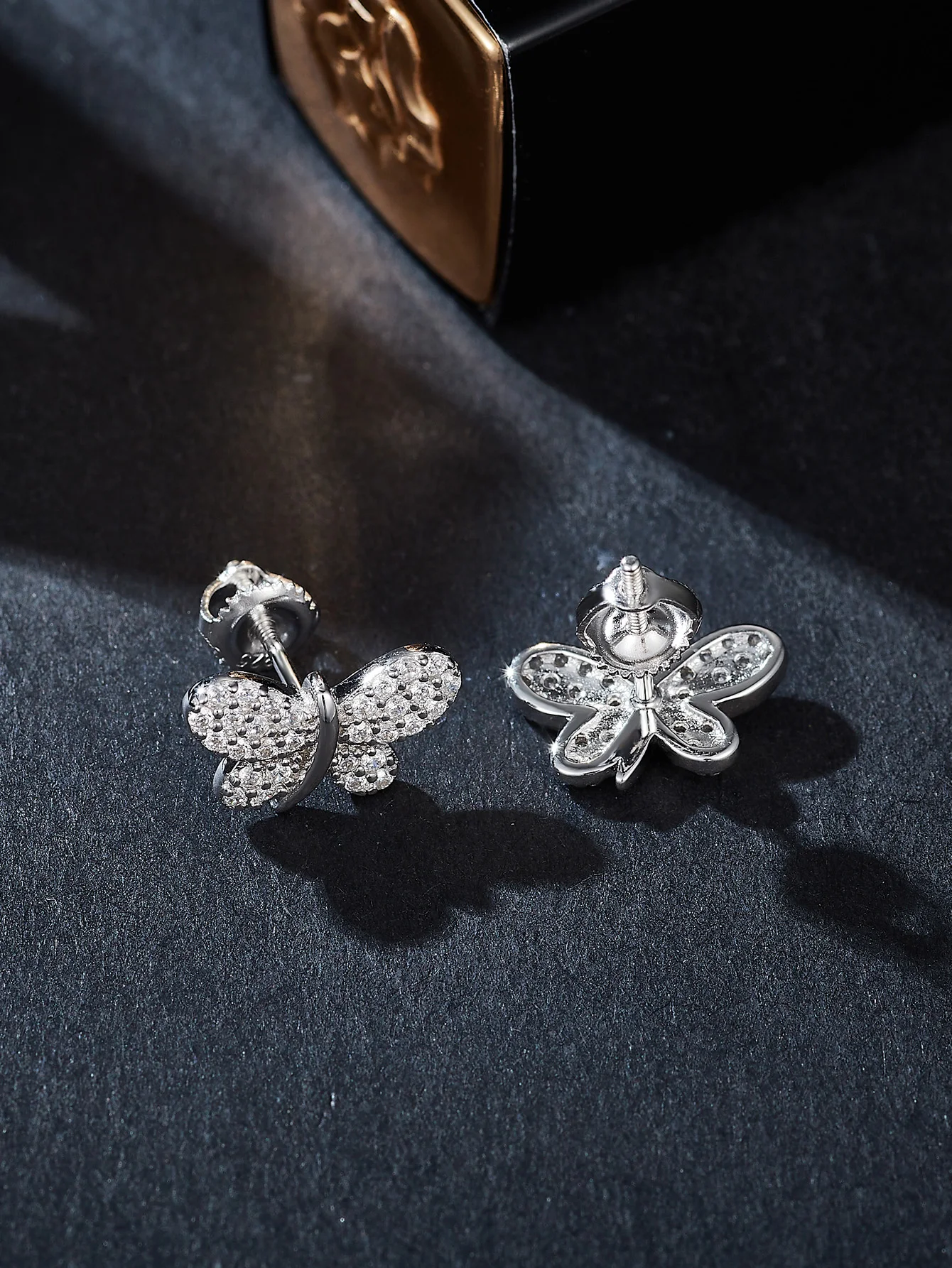 925 Sterling Silver Stud Earrings Butterfly Earrings Moissanite Earring with Gra Certificate silver earrings,silver stud earrings,womens earrings