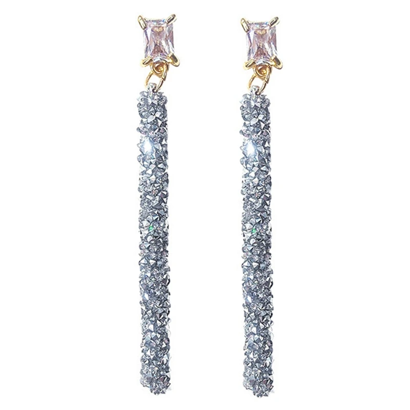 Fashion Crystal Classic Geometric Long Dangle Earrings For Woman Female Jewelry Korean Simple Earrings Party Gift