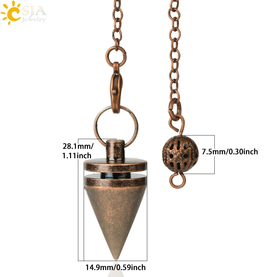 Metal Pendulum for Dowsing Divination Pendulos Spiral Small Cone Gold Color Copper Radiesthesia Pendulums Healing Pendule S974