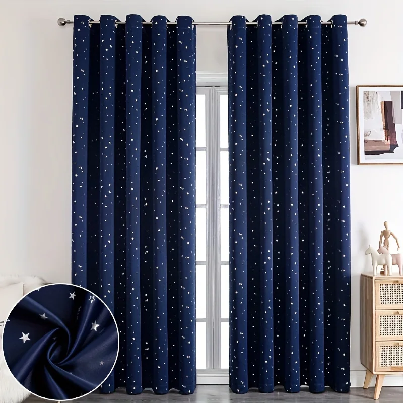 Blackout Curtains Kids Curtains With Stars Grommet Top For Bedroom Window