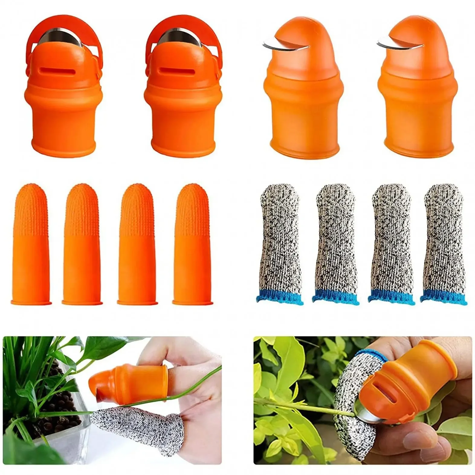 Finger Protector Silicone Thumb Cutting Knife Protector Gears Vegetable Harvesting Knife Pinching Plant Blade Scissors Gloves