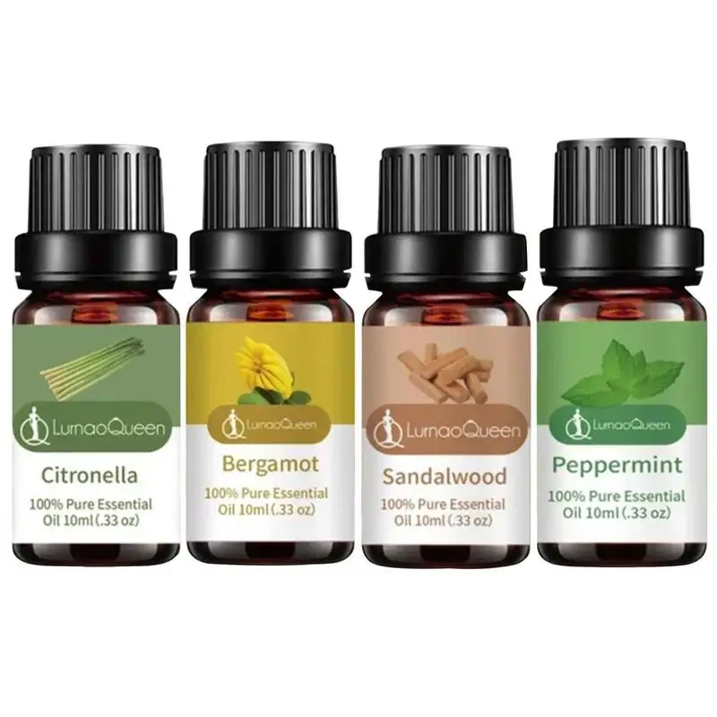 Organic Essentiaal Oil For Aromatherapy 10mlBergamot Sandalwood Lemongrass Peppermint Pure Natural Oil Diffuser Sleep Massage