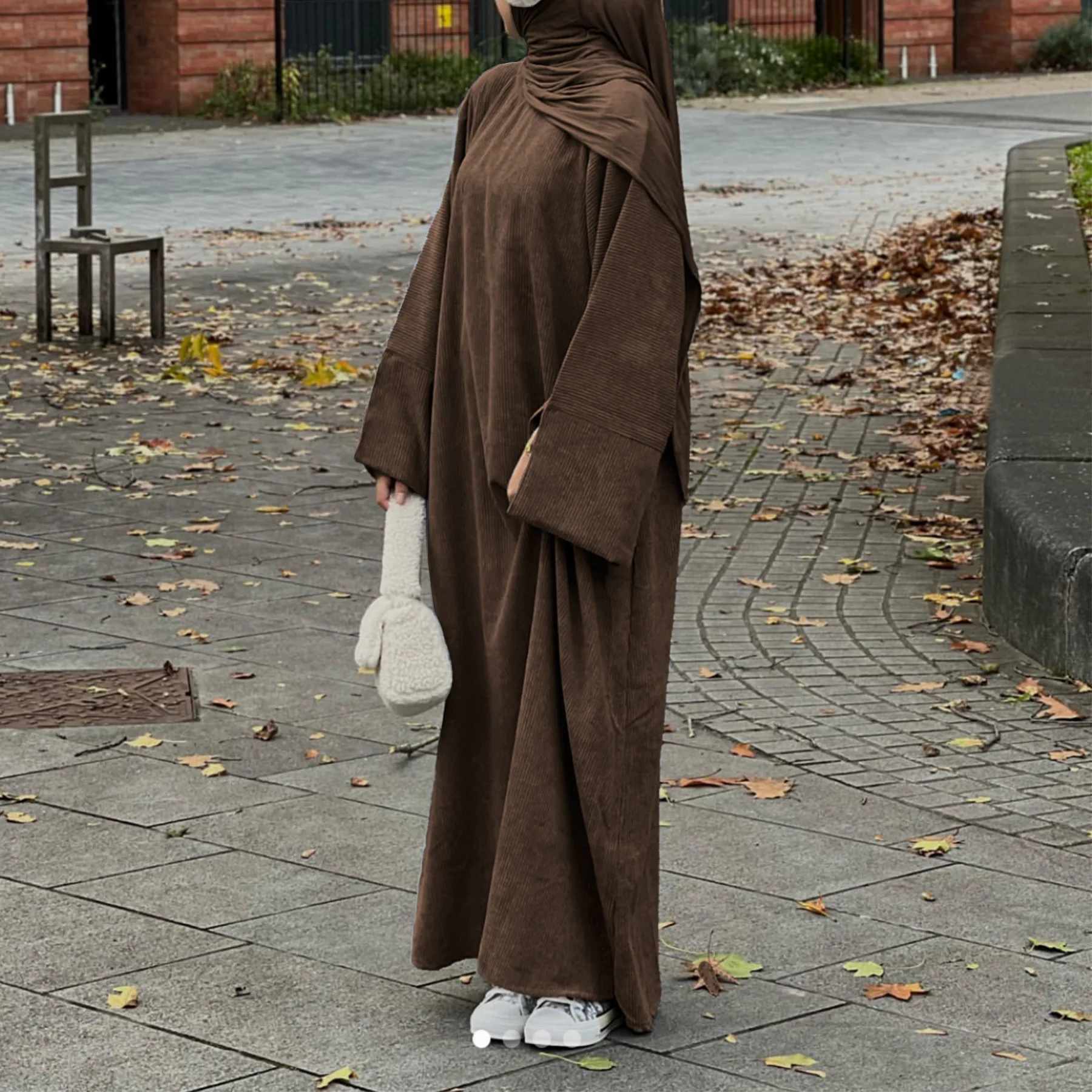 Winter Corduroy Abaya Dress Muslim Abayas for Women Dubai Luxury Turkish Long Dresses Islamic Modest Clothing Kaftan Hijab Robe