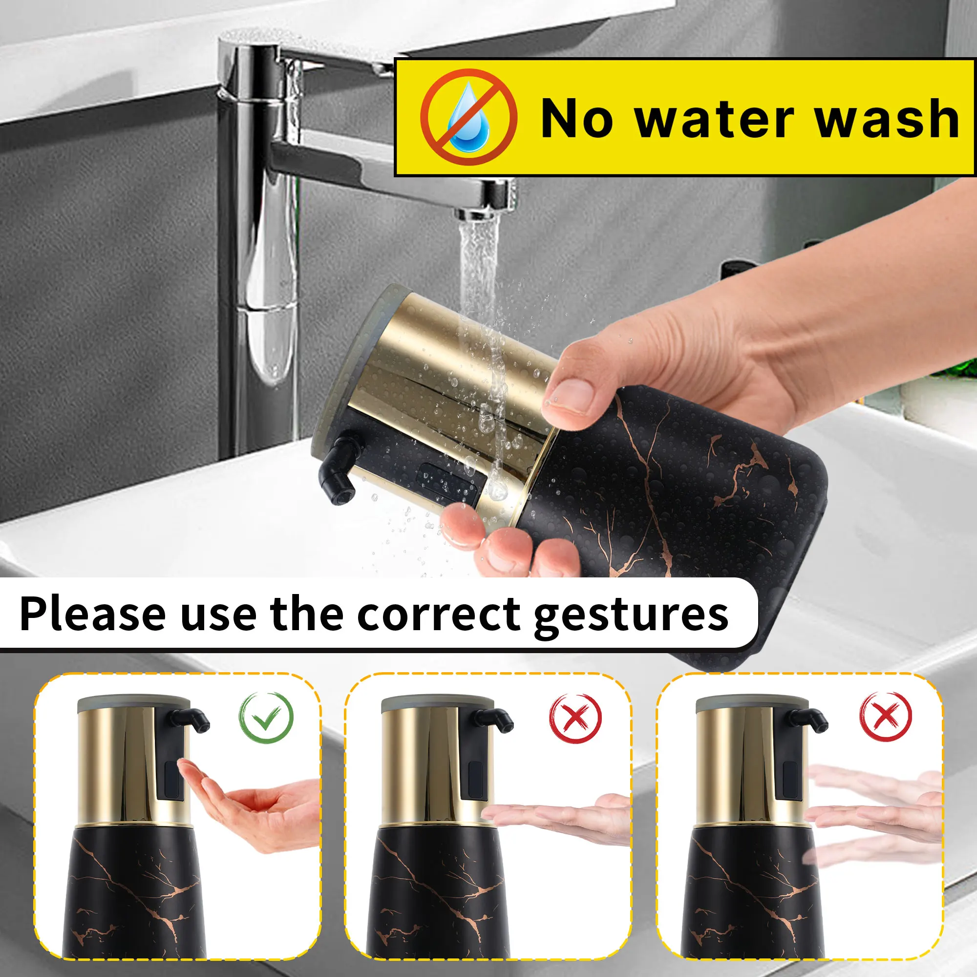 USB Charging Automatic Liquid Soap Dispenser Machine Dishwashing Gel Machine For Kitchen Bathroom Ceramic Touchless