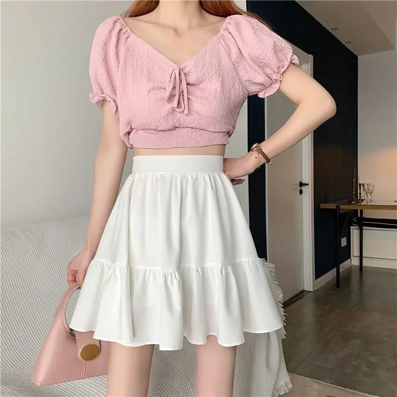 

Women White Pleated Skirt High Waist Mini Skirt Korean Fashion Party Beach Birthday Skirt for Girls Dance Short Skirts
