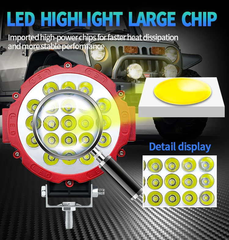 7inch Auto Work Light Flood Fog Led Light Round LED Offroad LED Bar Spot Lamp12V