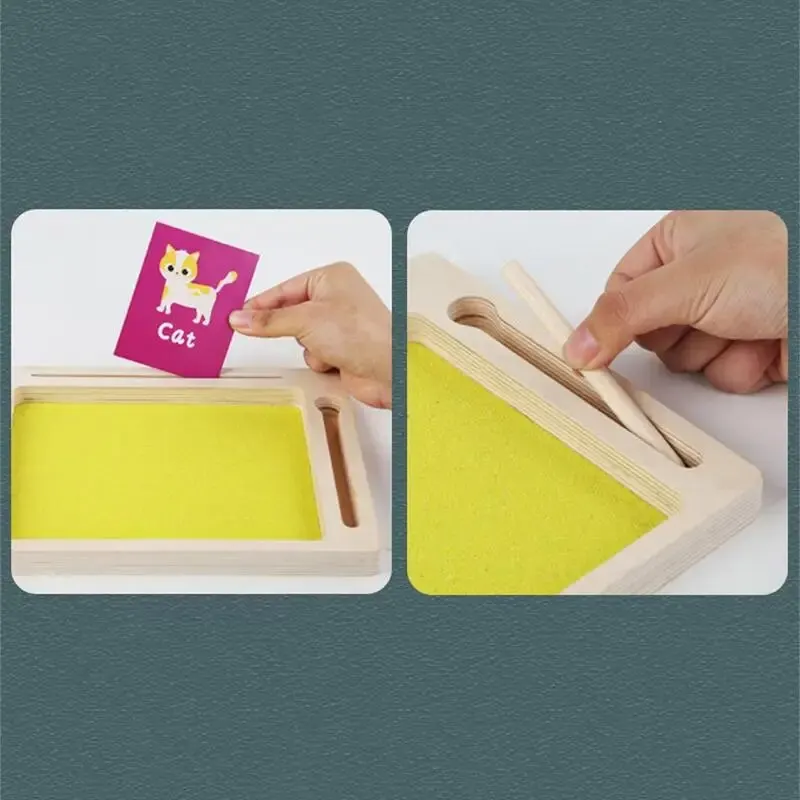 2024 Wew Wooden Montessori Sand Tray With Wooden Pen For Writing Letters And Numbers Early Educational Toys Gifts Party Game 5