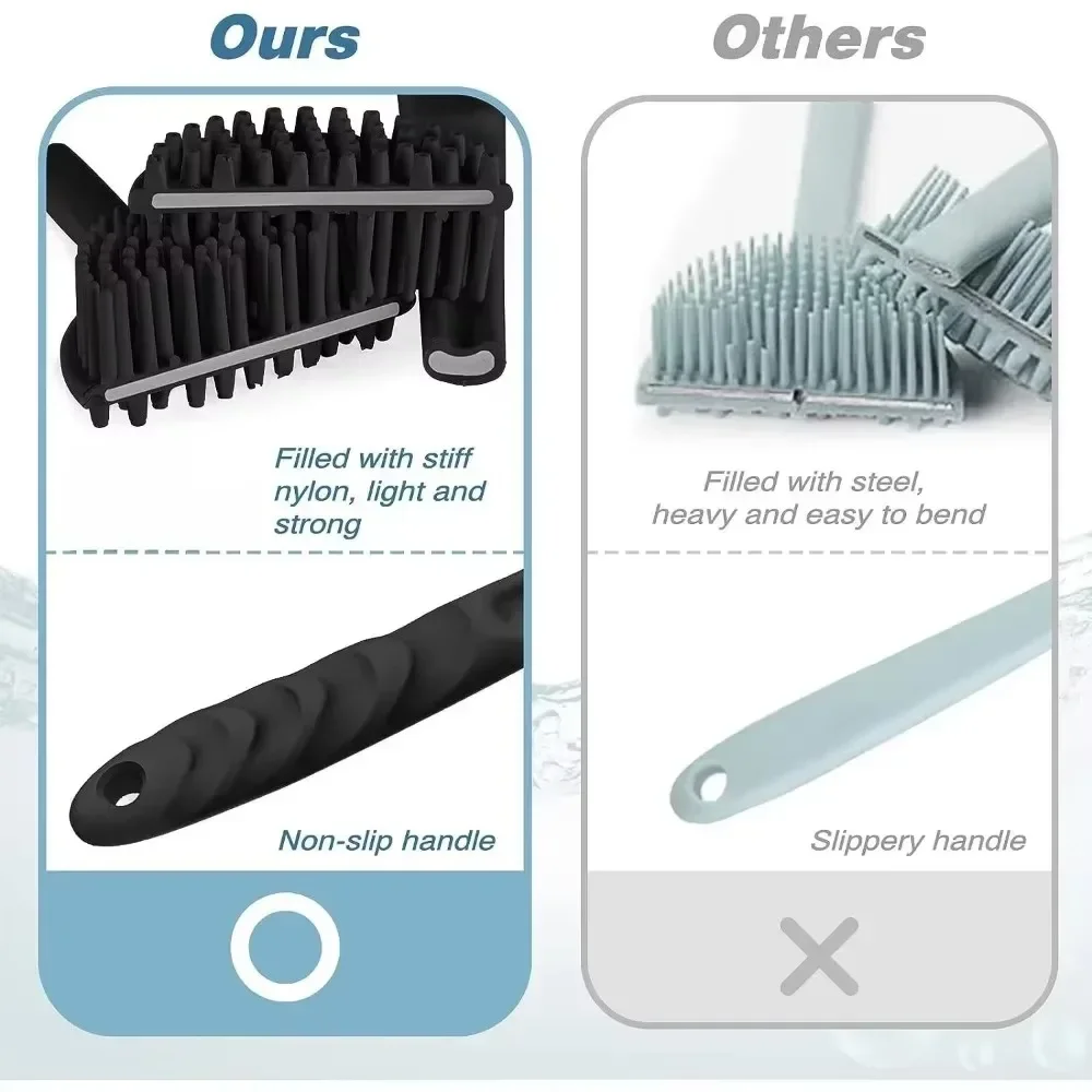 Soft Back Scrubber Brush Silicone Skin Massager Bath Shower Scrubbing Brush with Handle Body Wash Exfoliating Scrub Bath Supplie 6