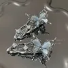 Y2K Irregular Liquid Metal Hairpin Butterfly Zircon Hair Clips Girl Bang Clip for Women Hair Accessories Fashion Silver Blue New