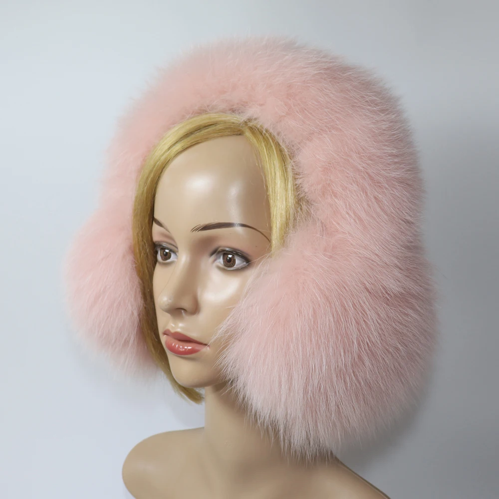 Real Fox Fur Earmuffs For Winter Women Warm Natural Fox Fur Earmuffs Girls Ear Warmer Genuine Scarves Plush Ear Muff
