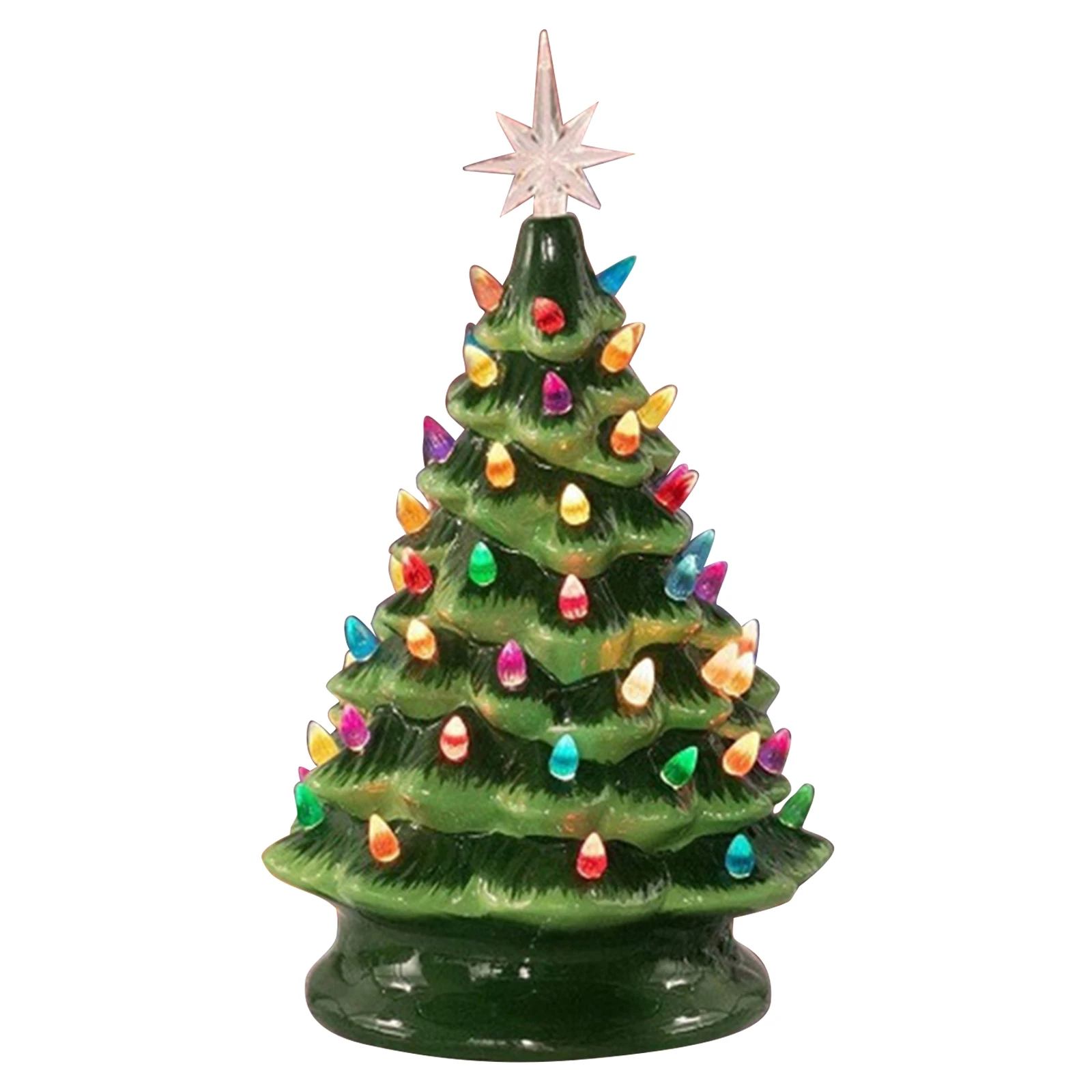 

Christmas Nostalgic Cake Tree Colorful Light Luminous Ceramic Christmas Tree Christmas Ornament Decoration