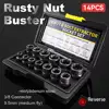 Lug Nut Remover Kit 1/4”-3/4”Twist Socket Tool Set With A 1/4”Hex Drive 3/8”Impact Bolt Nut Extractor Set 13pcs With Storage Box 2