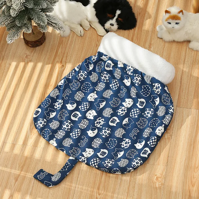 Cat Plush Sleeping Bag Winter Pet Warm Hiding House Soft Thickened Drilling Nest For Kitten Puppy 2