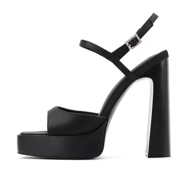 Platform Super High Heels Women's Sandals Heeled Shoes Sexy Square Toe Slingback Luxury Party Pumps Plus Size Sandalias De Mujer