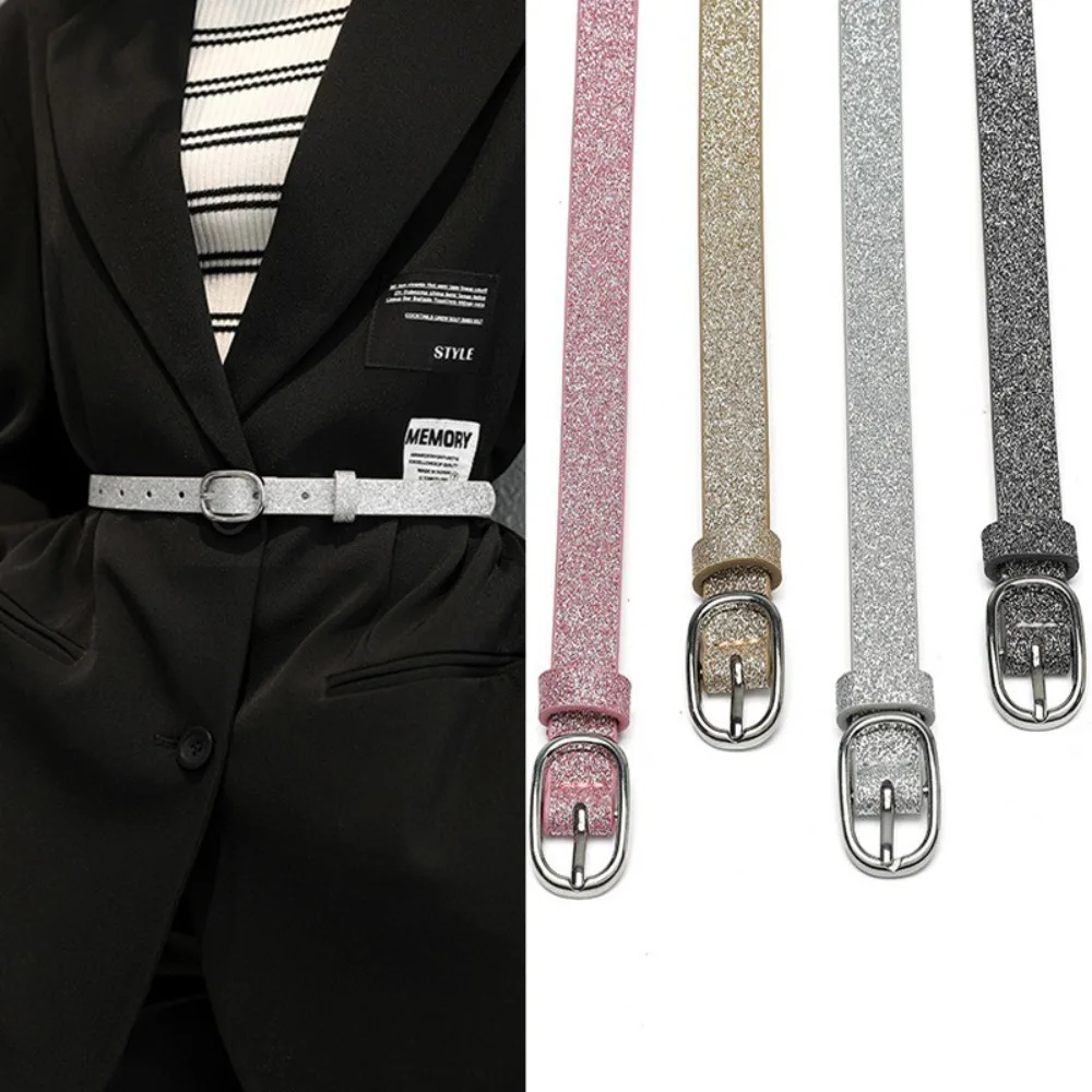 

Waistband Waist Belt Fashion Shiny Adjustable Women Belt Solid Color Wear Resistant Buckle Belts