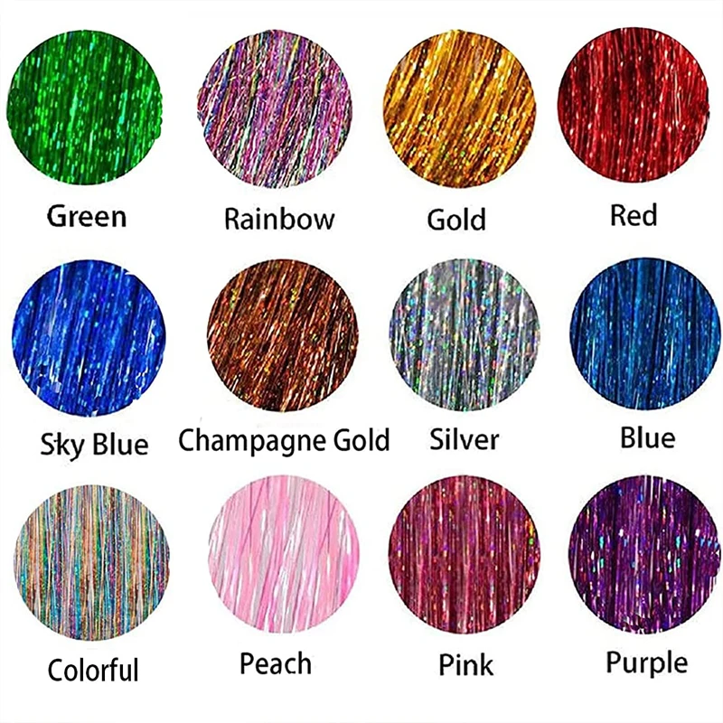 12Pcs Hair Tinsel hair Extensions Hair for Women and Kids - Sparkling Hair Accessorie Easy to Apply